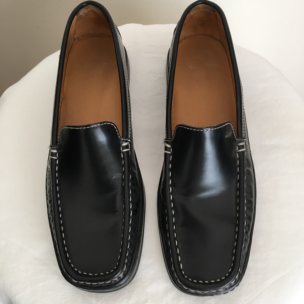 Coach Black Leather Loafers Shoes, Women's Size 8